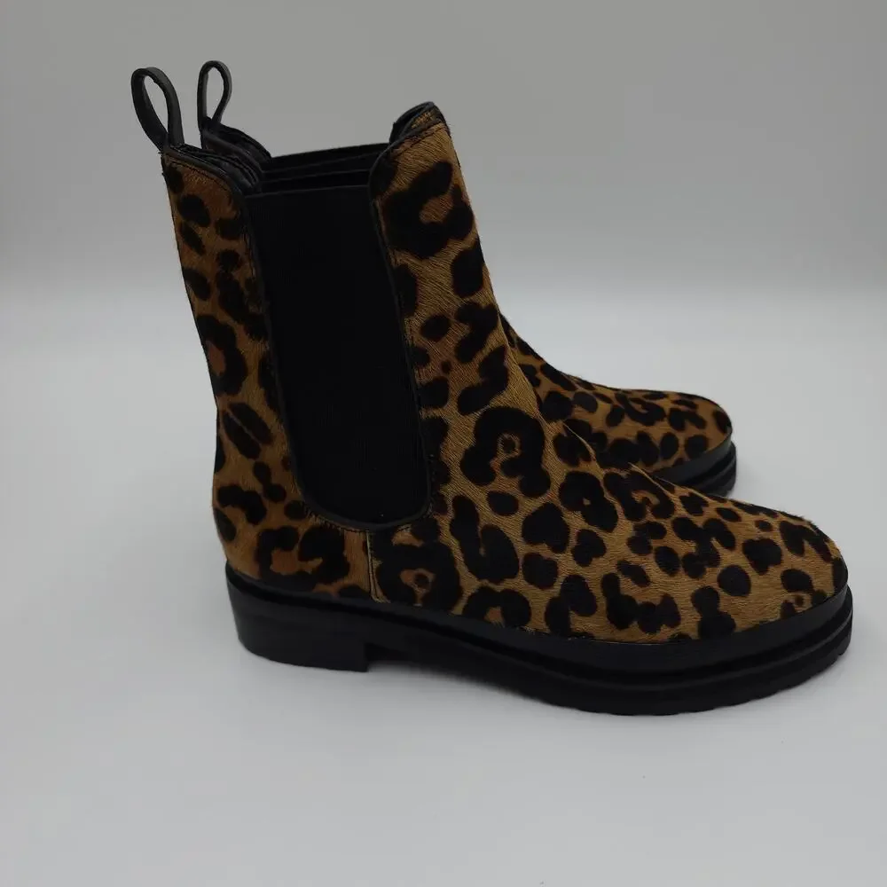 Aerosoles Camila Chelsea Boot in Leopard Print Combo Leather Size 7